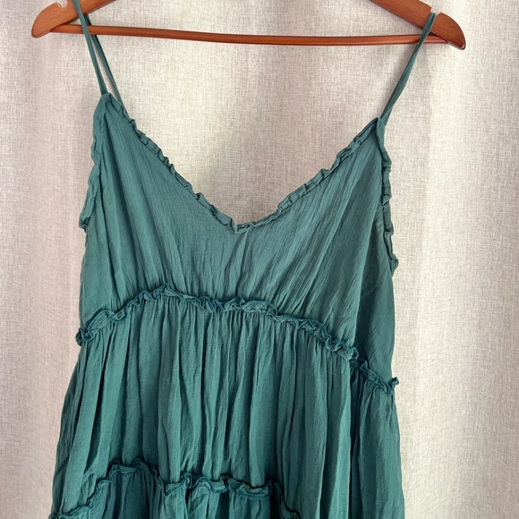 Green Summer Dress, Ruffle Sleeveless Dress - Picture 2 of 6